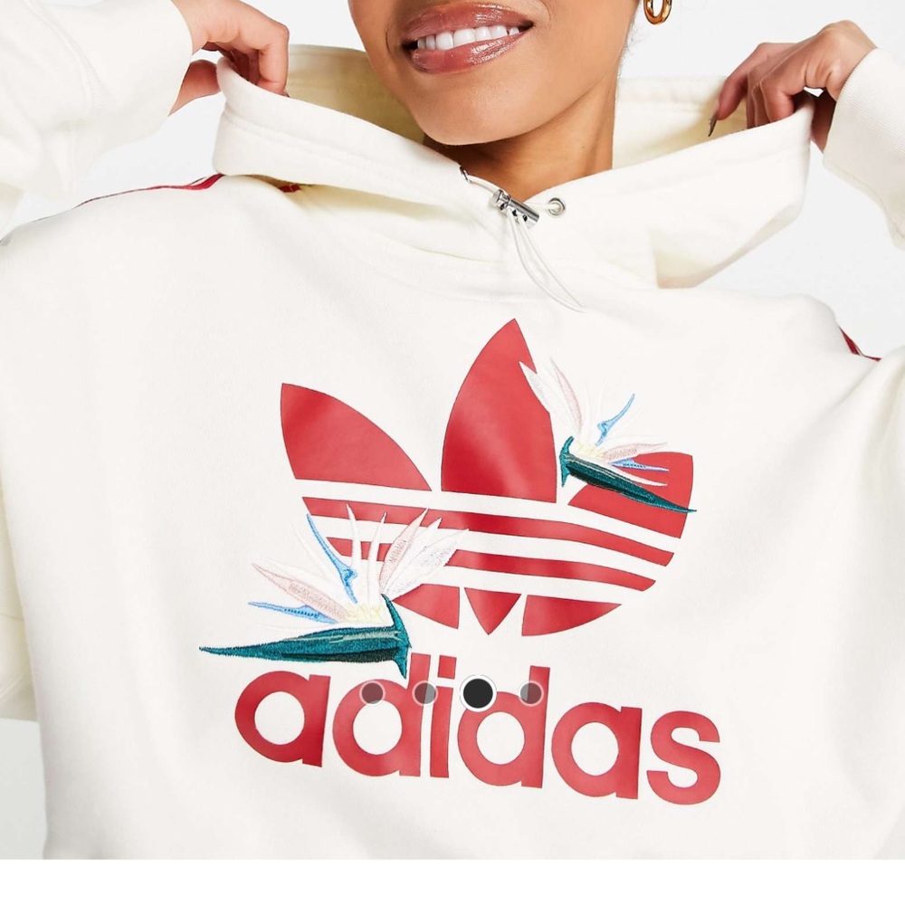 Adidas originals x Thebe Magugu Cropped Hoodie Sweatshirt - Picture 2 of 7
